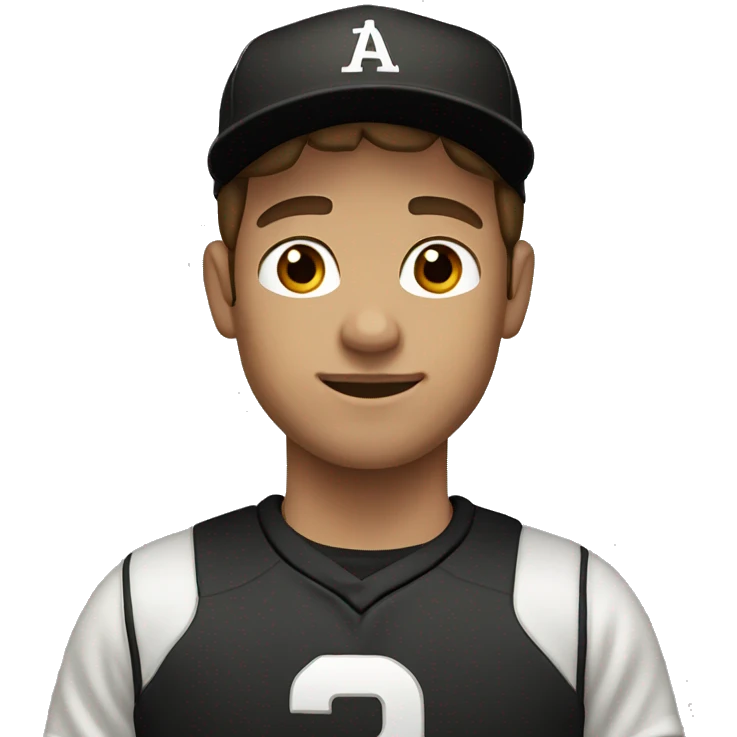 white young man with brown hair and black baseball cap emoji