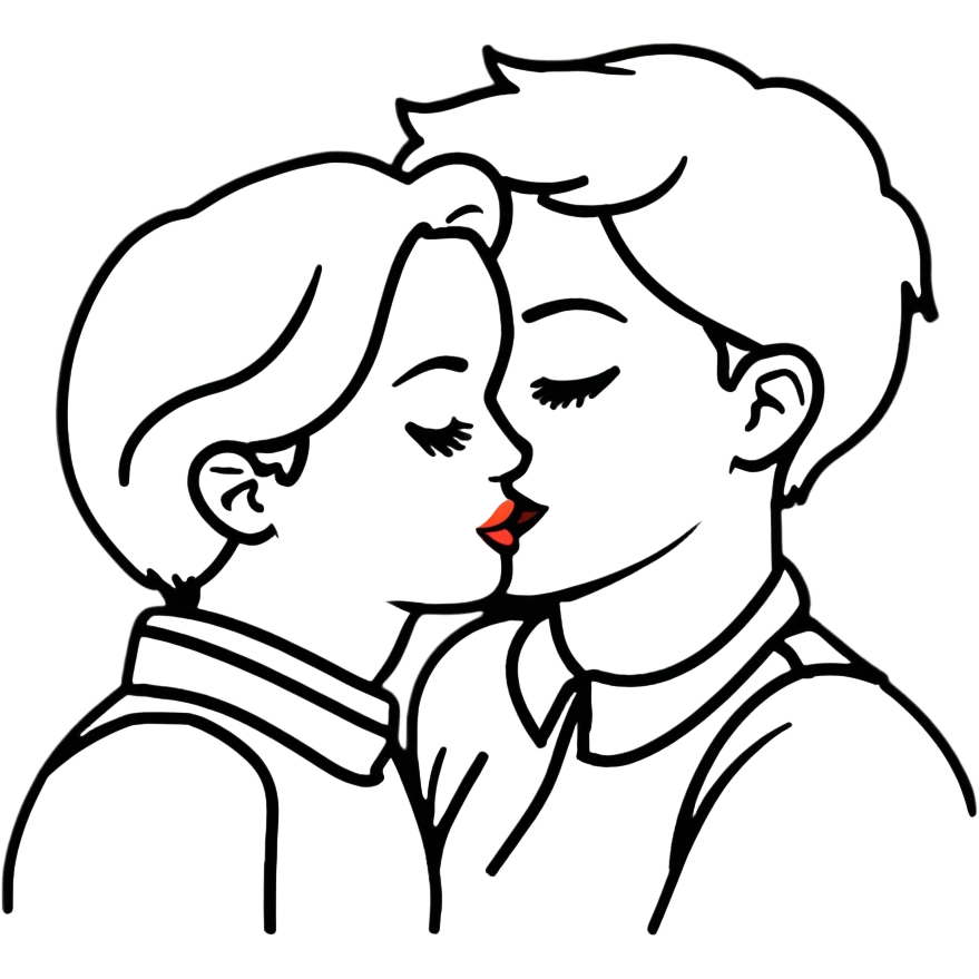 lesbian couple kissing on cheek emoji