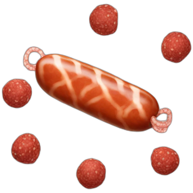 Une saucisse avec deux boulettes de viande emoji