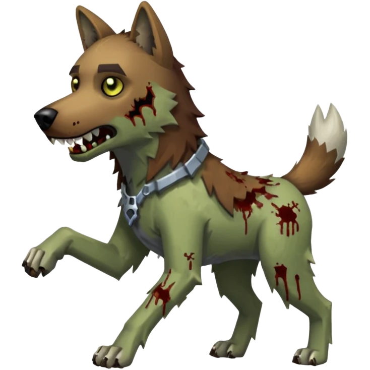 A dog raiding a zombie like minecrafty like a chicken jocky but instead wolf jocky or dog jocky emoji