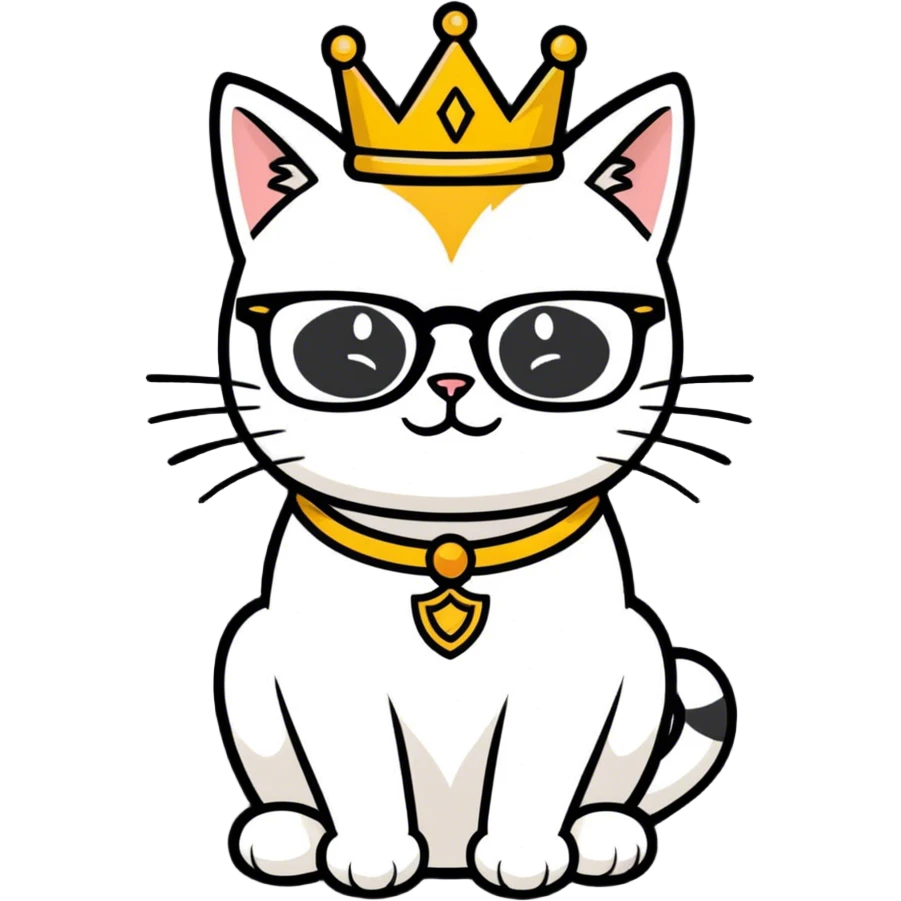 Cat with glasses and a crown emoji