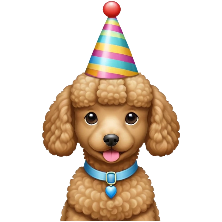 Poodle wearing birthday hat emoji