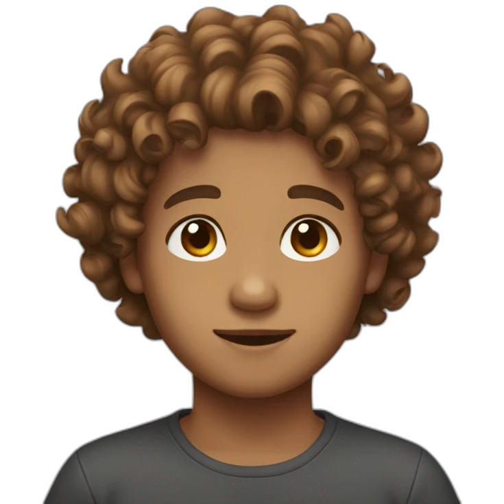 boy curly brown hair emoji