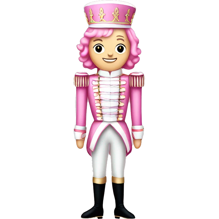 Pink nutcracker with pink hair full body white emoji