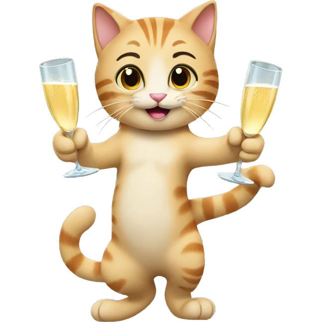 cats cheers champagne emoji
