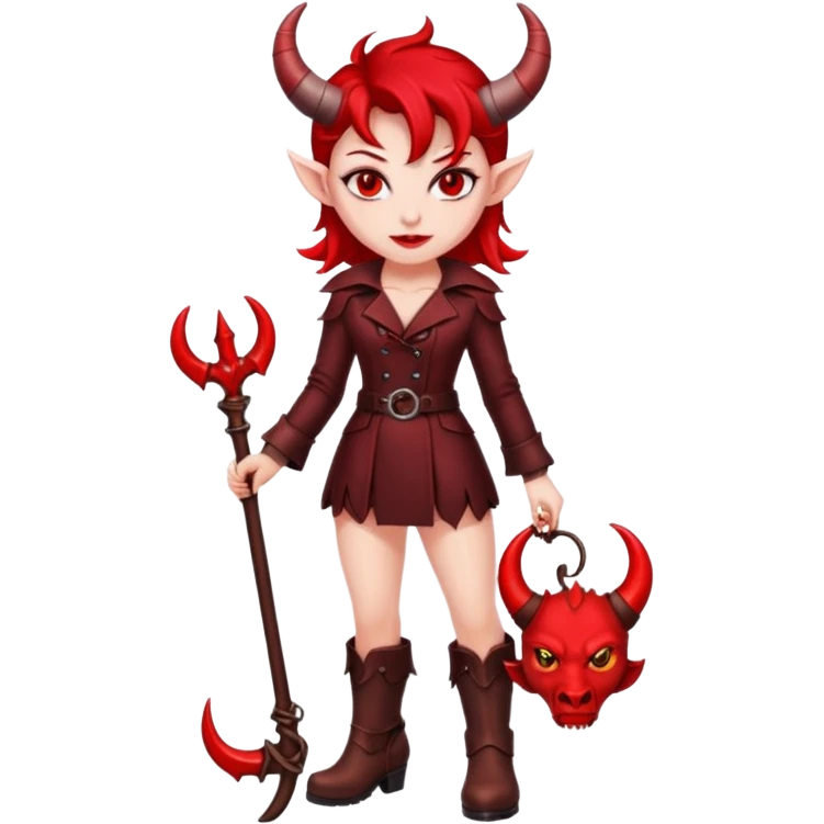 I need a female devil wearing leather boots emoji emoji