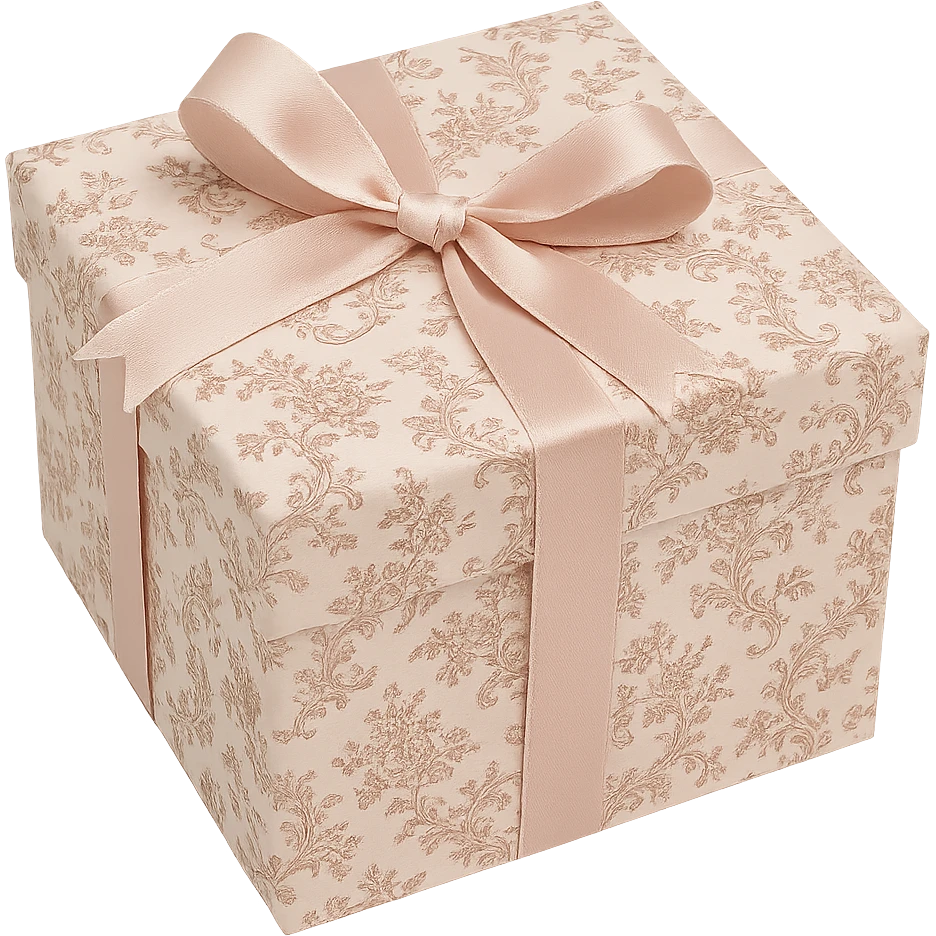 Elegant Rococo pale pink ditsy floral gift box , remove background emoji