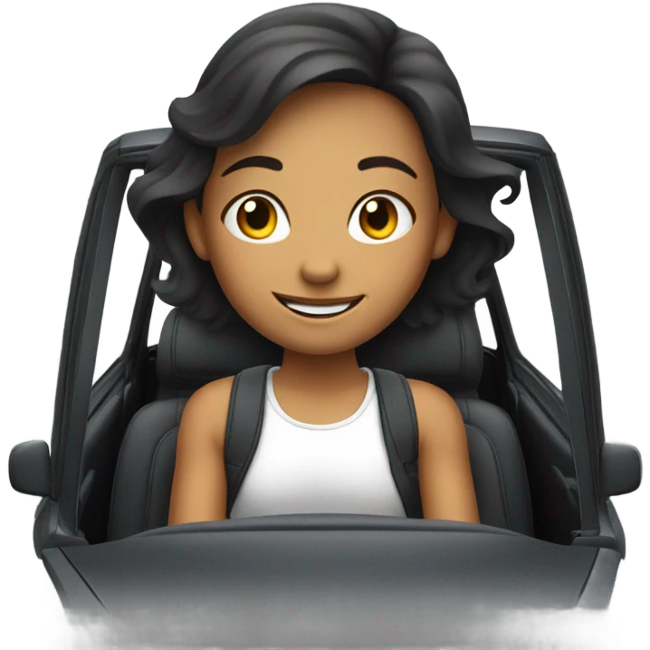 smiling girl in car interior emoji