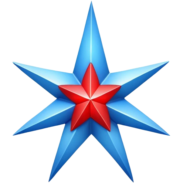 Blue morning star with red core, space navigation symbol emoji