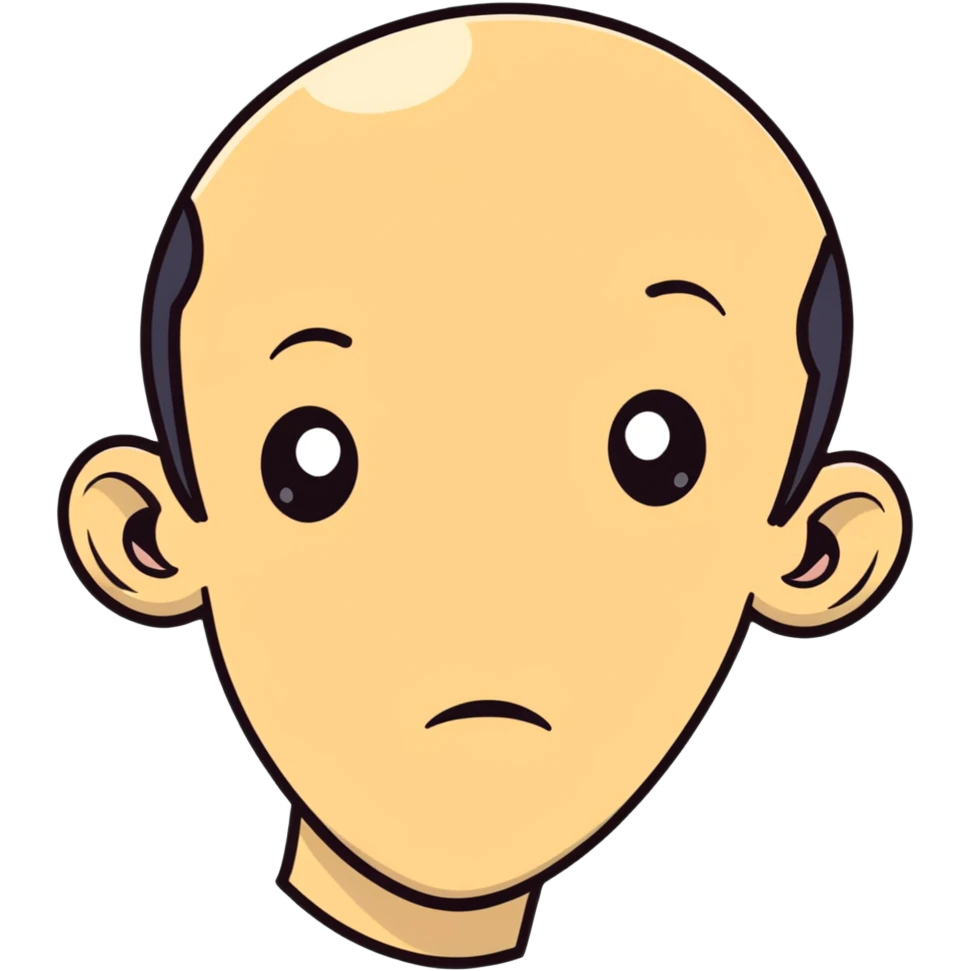 Man with a gigantic forehead, humorous character, silly expression emoji