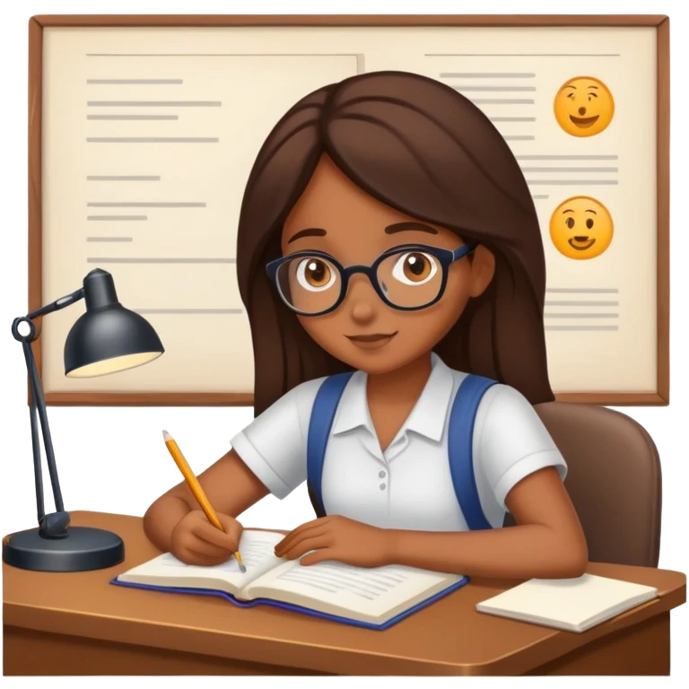 Chica morena estudiando  emoji