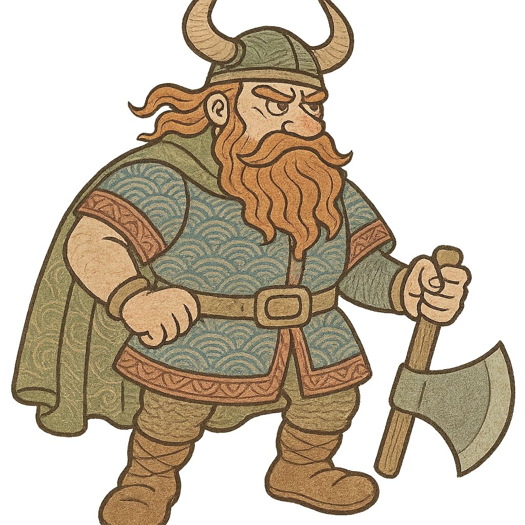 ukiyo-e inspired cartoon viking emoji