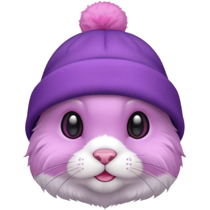 Bunny wear a purrple benie hat emoji