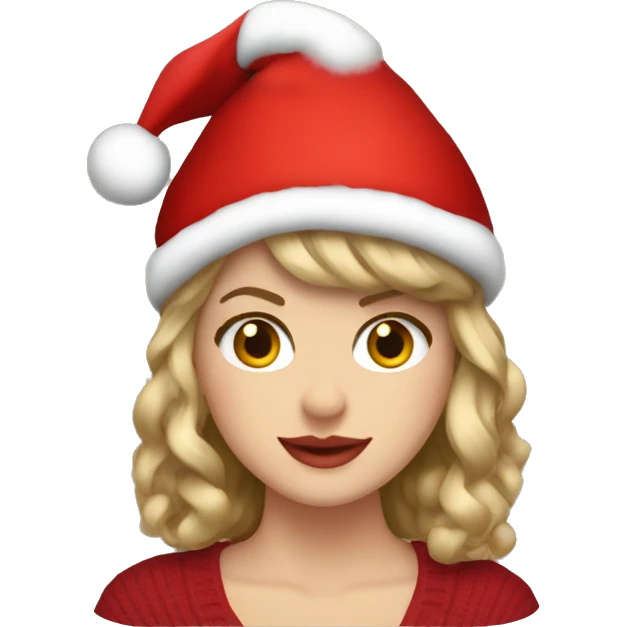 Taylor Swift with a cozy christmas hat emoji