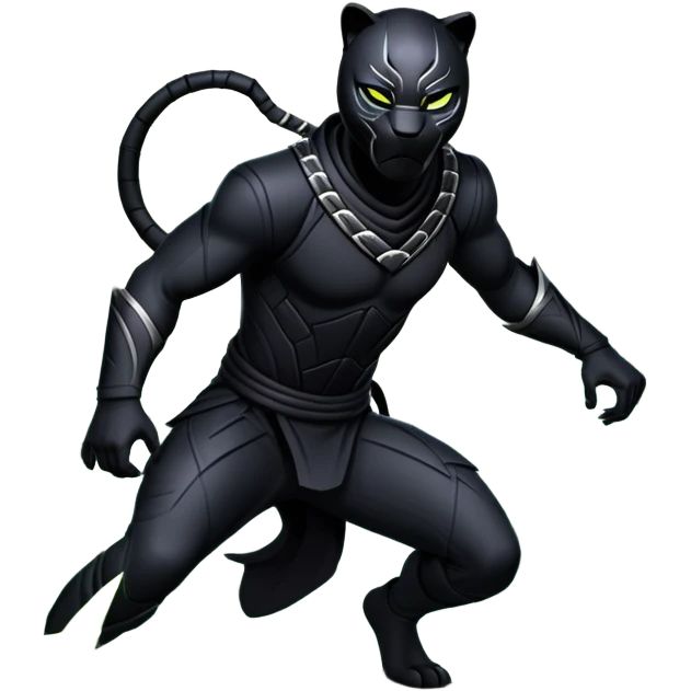 An icon representing an adventure game, inspired by stealth-action gameplay. The design features a shadowy ninja crouched on the back of a sleek black panther, moving silently through a moonlit bamboo forest. The atmosphere conveys secrecy, precision, and deadly agility. Transparent background. emoji