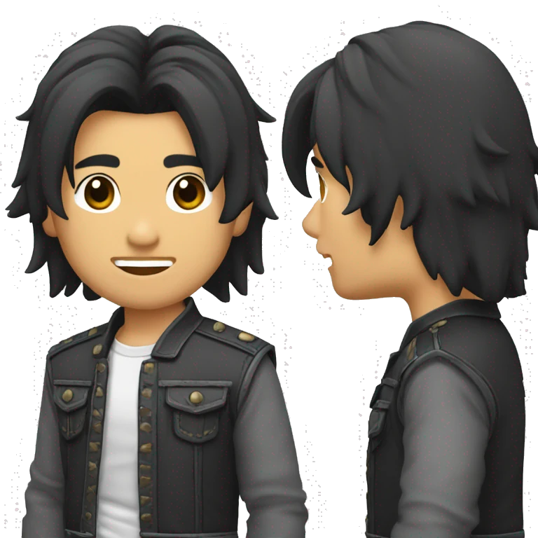 Hombre asiático metalero con pelo corto  emoji