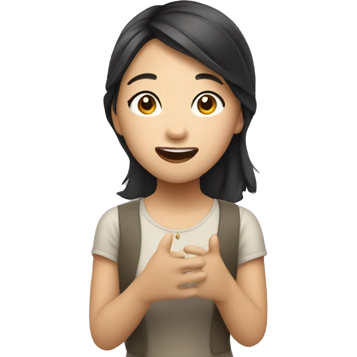 Asian girl singing emoji