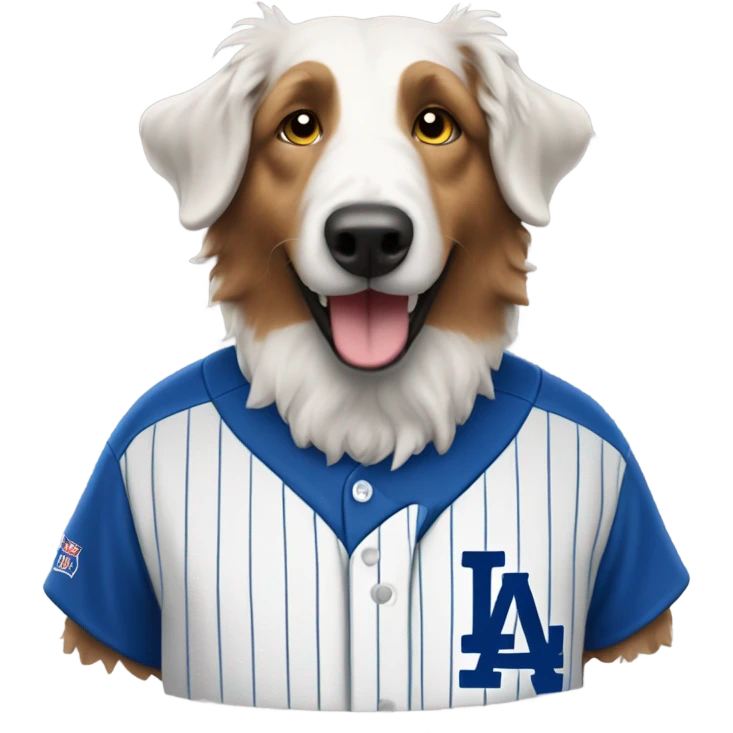 Old English shepherd wearing a Dodgers 13 shirt  emoji