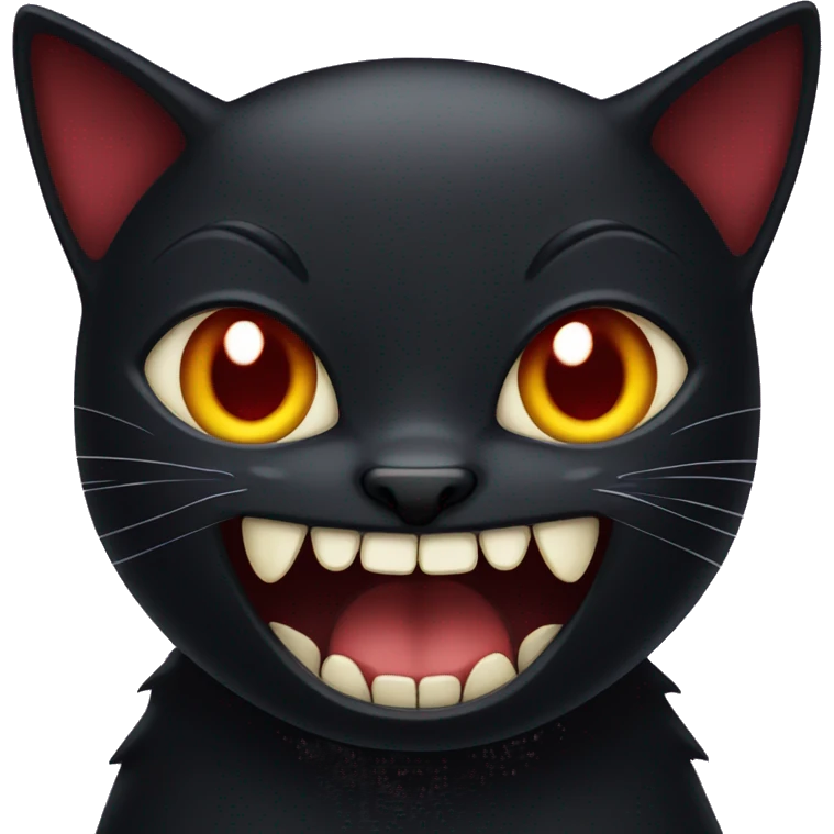 black cat with vampire teeth  emoji