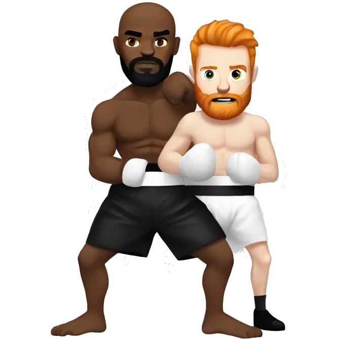 Black tattooed boxer vs ginger bearded white boxer emoji