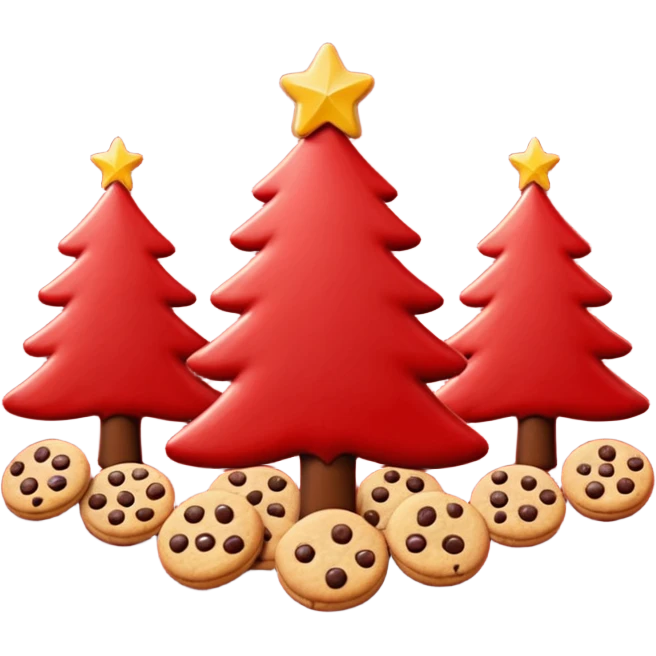 Christmas wallpaper with emoji trees cookies chilling all in red colour emoji