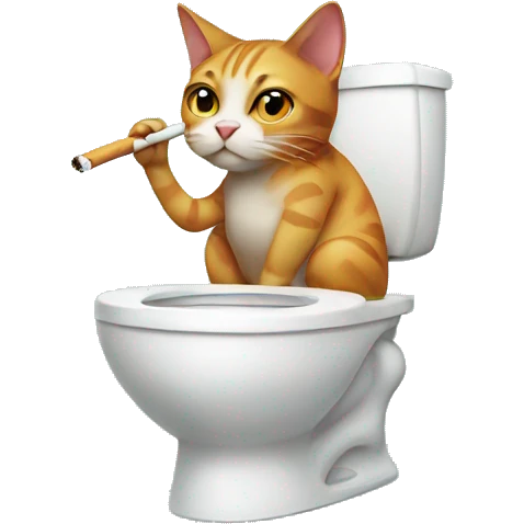 A cat smoking in a toilet emoji