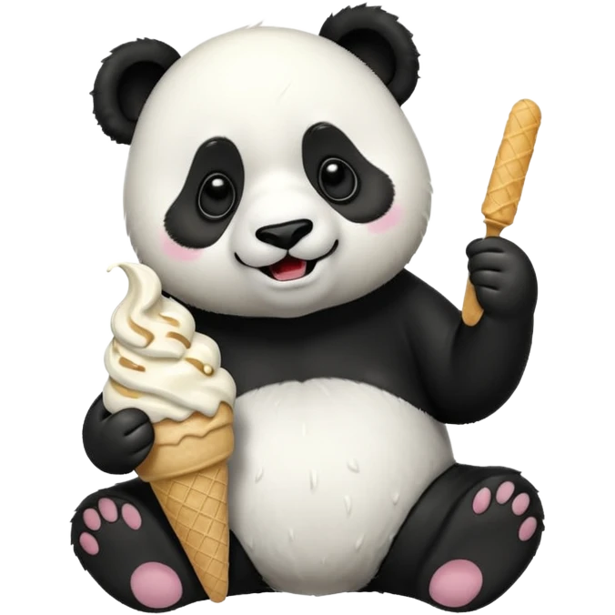 Panda eating ice cream emoji
