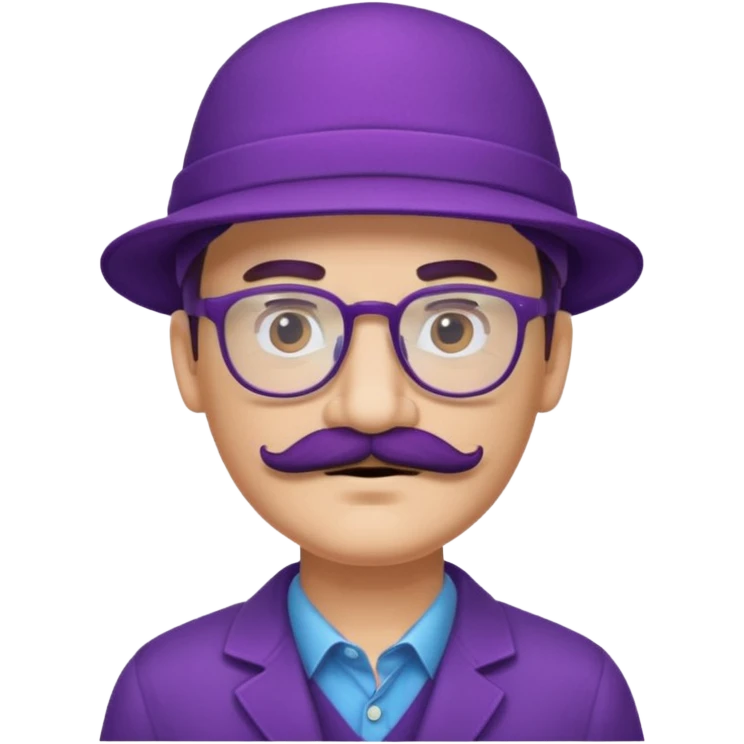 glasses purple man with hat and mustache emoji