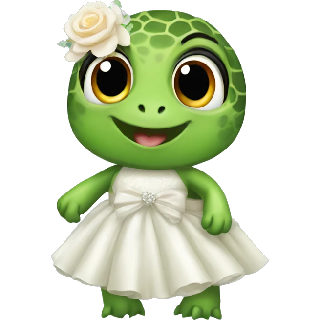 A turtle with a wedding dress emoji