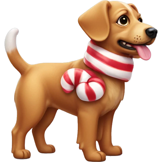Gummy bear dog wearing a candy cane coat emoji