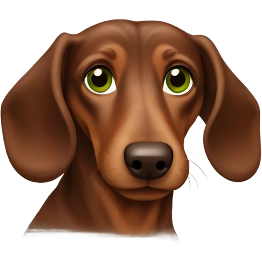 Brown long haired dachs with Brown nose and green Brown eyes  emoji