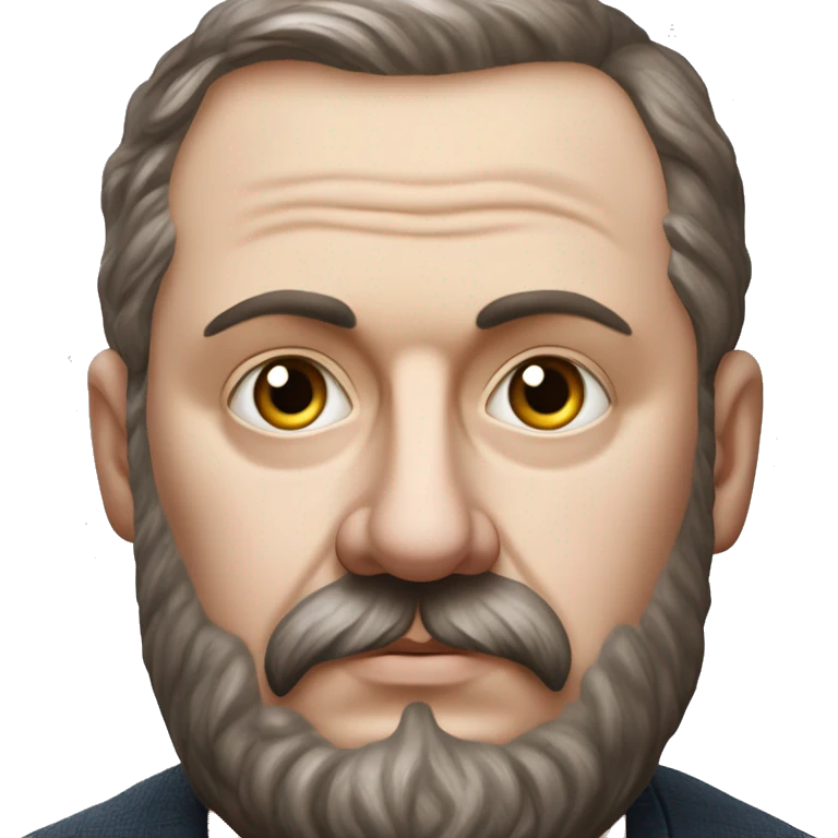 Russian writer Alexander Kuprin Photorealism A plump serious man of Slavic appearance with Small eyes with beard and mustache, with a  short haircut, big detailed face, wrinkled face emoji