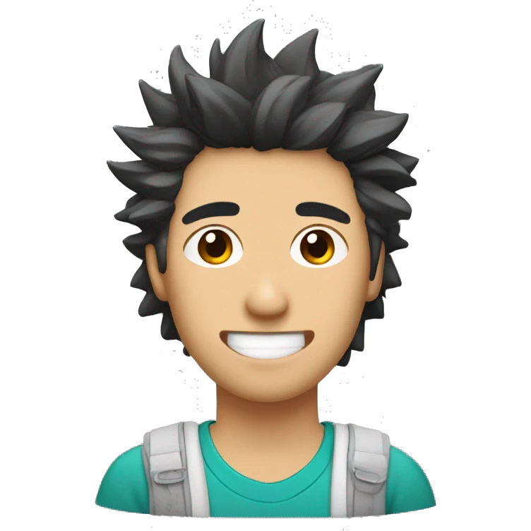 Mexican Korean university student guy with spiky hair emoji