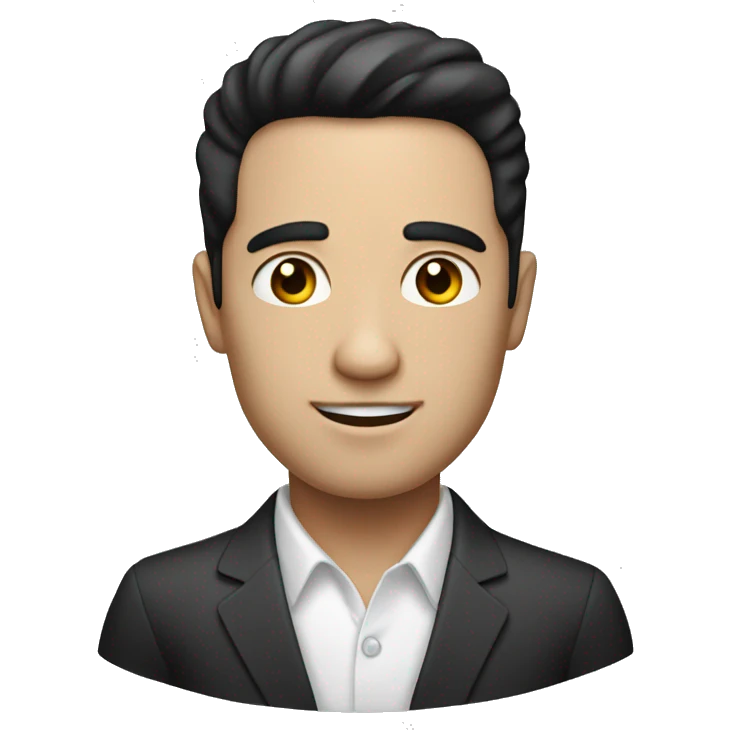 smart man with black hair ans whte skin emoji