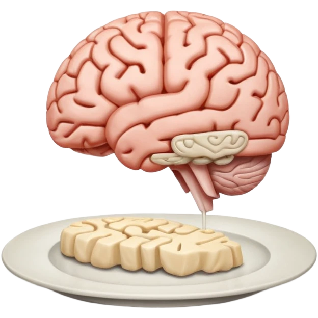 Brain on a plate next to head  emoji