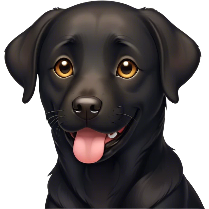 Cinematic Comical Black Labrador Portrait Emoji, Head tilted dramatically with an exaggeratedly amused expression, featuring a sleek black Fur with a glossy finish, wide, expressive brown eyes filled with playful disbelief, Simplified yet hilariously expressive features, highly detailed, glowing with a slightly sassy glow, high shine, dramatic yet playful, stylized with an air of cheeky mischief, bright and endearing, soft glowing outline, capturing the essence of a spirited and over-the-top companion, so meme-worthy it feels like it could side-eye its way into internet fame instantly! emoji