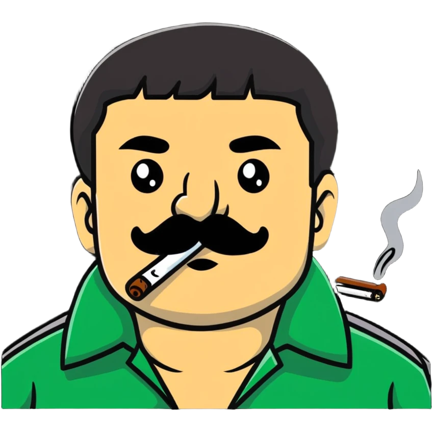 El Chapo Guzman with mustache smoking a marijuana joint emoji
