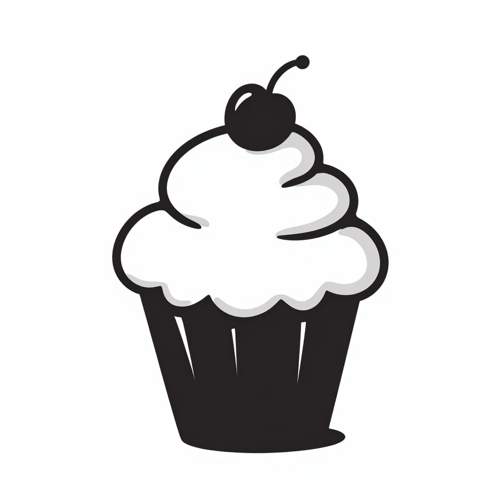hand drawn doodle of a cupcake emoji