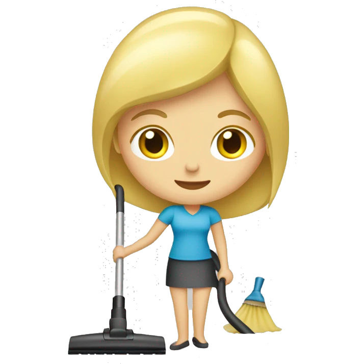 Blonde Caucasian woman vacuuming emoji