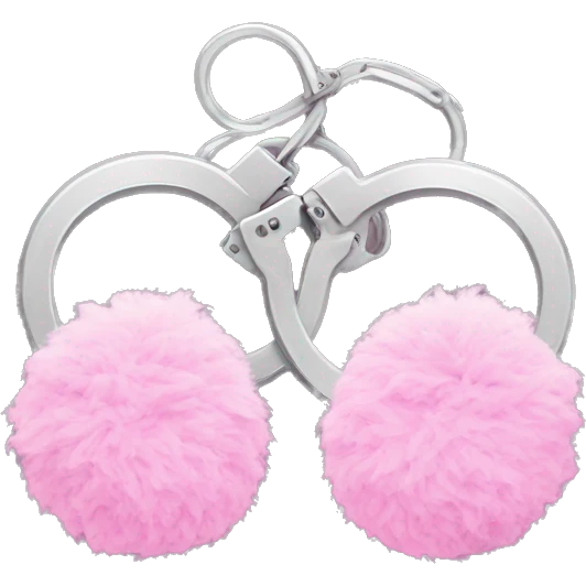 Pink fluffy handcuffs emoji