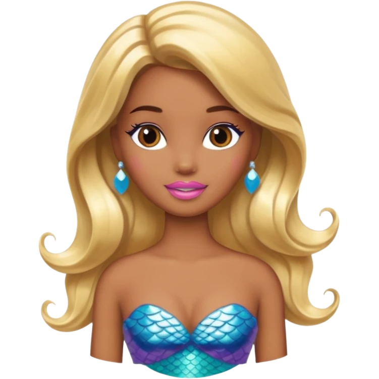 Brown skin blonde hair barbie mermaid  emoji