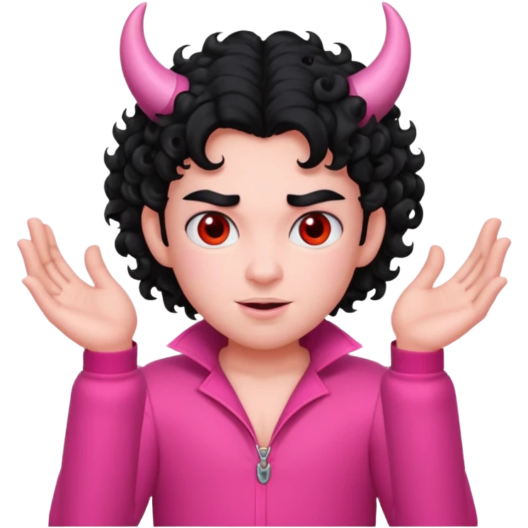 devil curly hair black in pink outfit emoji