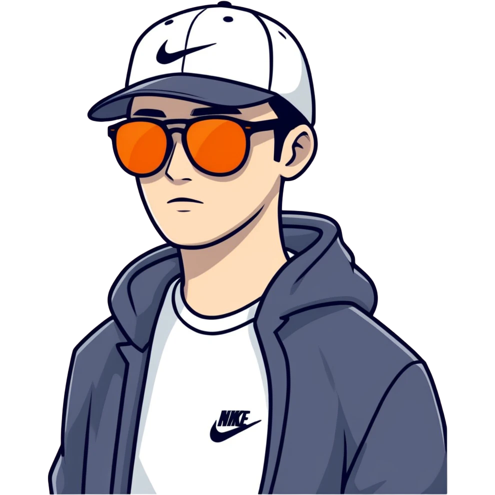 Hombre con gorra nike y lentes oscuro emoji