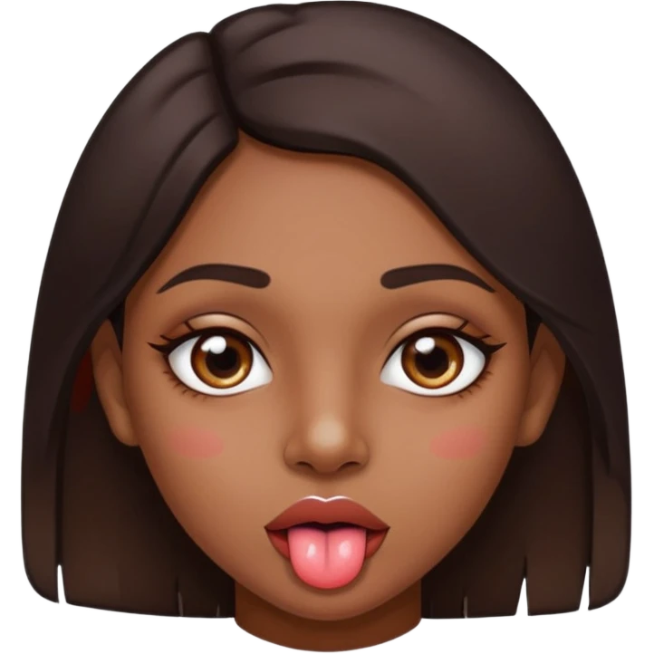 make a tongue sticking out expression for this indian girl that has transparent under eye gel patches emoji