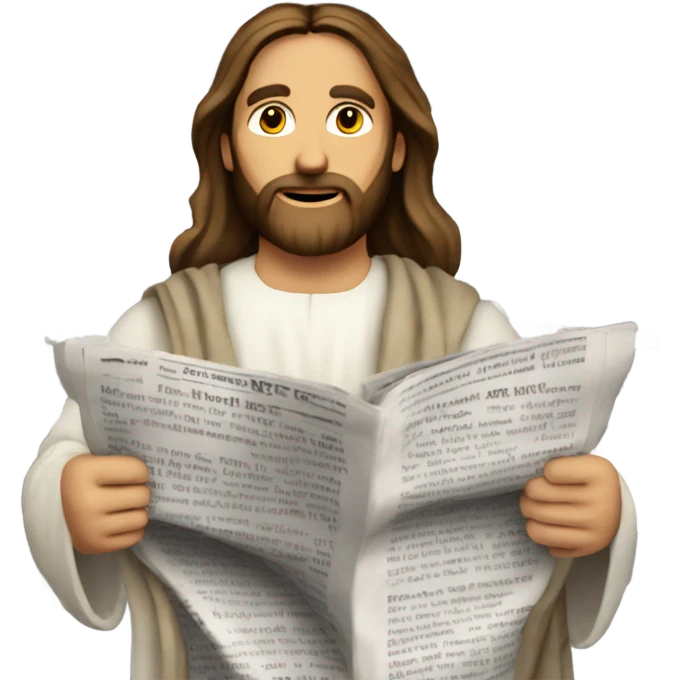 Jesus Christ doing crossword newspaper emoji