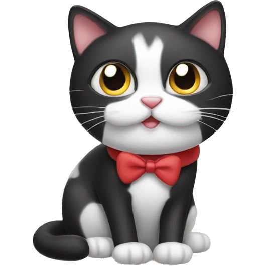 Tuxedo cat with hearts emoji
