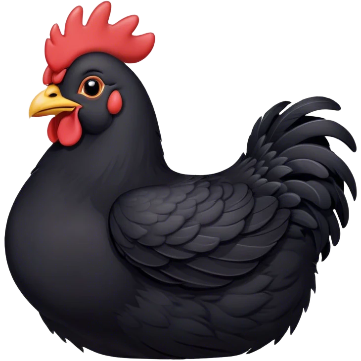 Meme-Worthy Cute Sleeping Black Chicken Portrait Emoji, Head resting peacefully with a contented smile, showcasing a delightfully compact build and a luxuriously soft black plumage, eyes shut in a serene, restful nap, Simplified yet hilariously adorable features, highly detailed, glowing with a soft, drowsy light, high shine, relaxed and utterly lovable, stylized with an air of playful laziness, bright and heartwarming, soft glowing outline, capturing the essence of a comically sleepy chicken, so meme-worthy it feels like it could instantly become the next viral sensation of adorable slumber! emoji