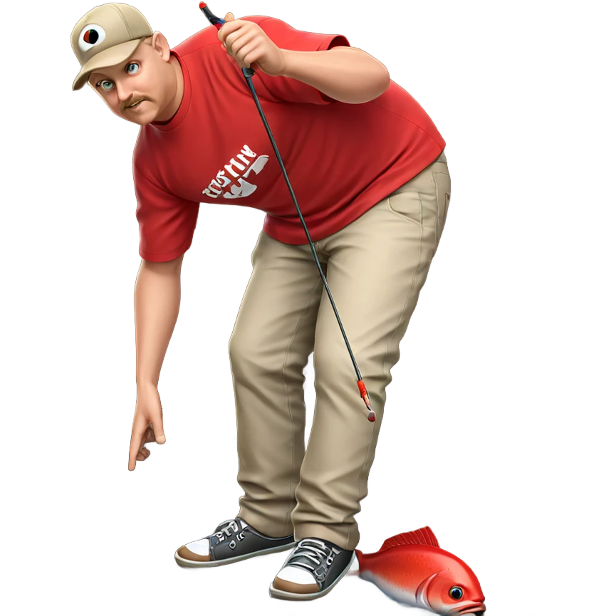 boy in red shirt fishing emoji