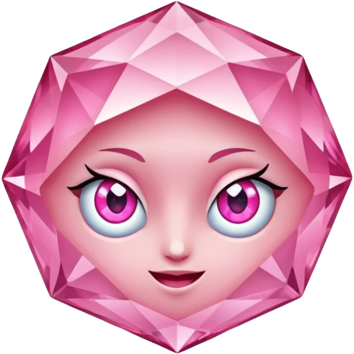 pink diamond with eyes, no mouth, very shiny emoji