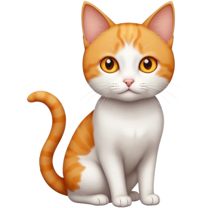 full body tiny short hair ginger and white cat with orange eyes  emoji
